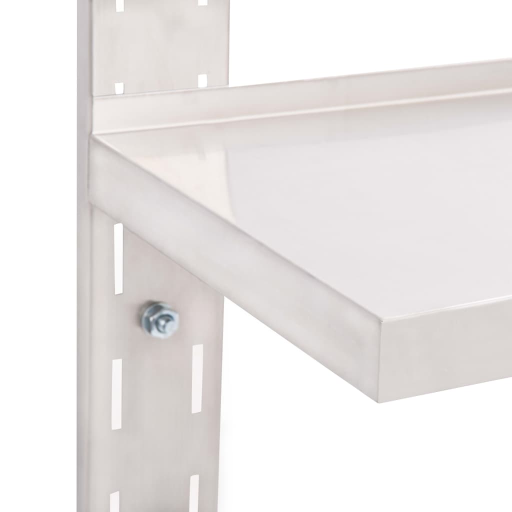 2-Tier Floating Wall Shelf Stainless Steel 100x30 cm