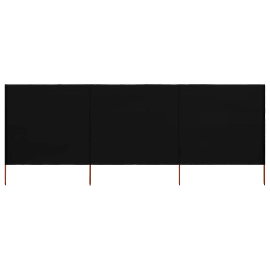 3-panel Wind Screen Fabric 400x120 cm Black