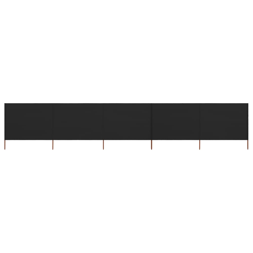 5-panel Wind Screen Fabric 600x80 cm Black