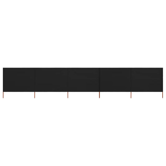 5-panel Wind Screen Fabric 600x80 cm Black