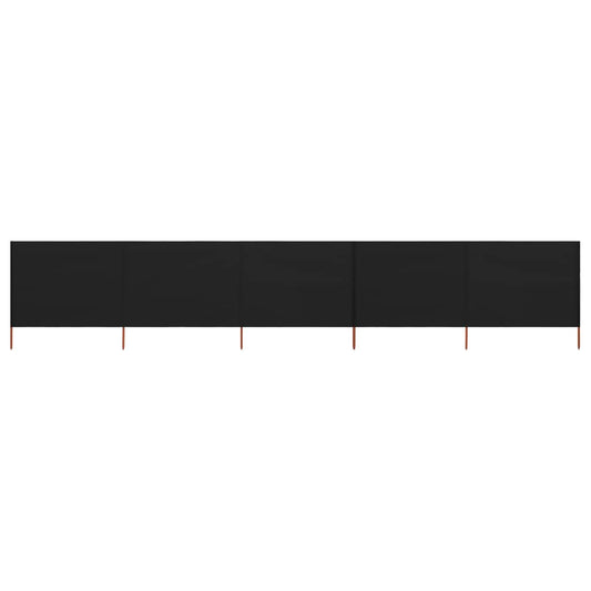 5-panel Wind Screen Fabric 600x120 cm Black