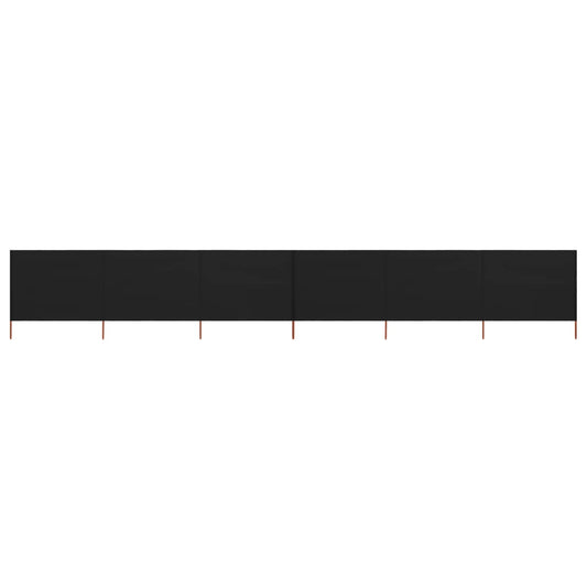 6-panel Wind Screen Fabric 800x120 cm Black
