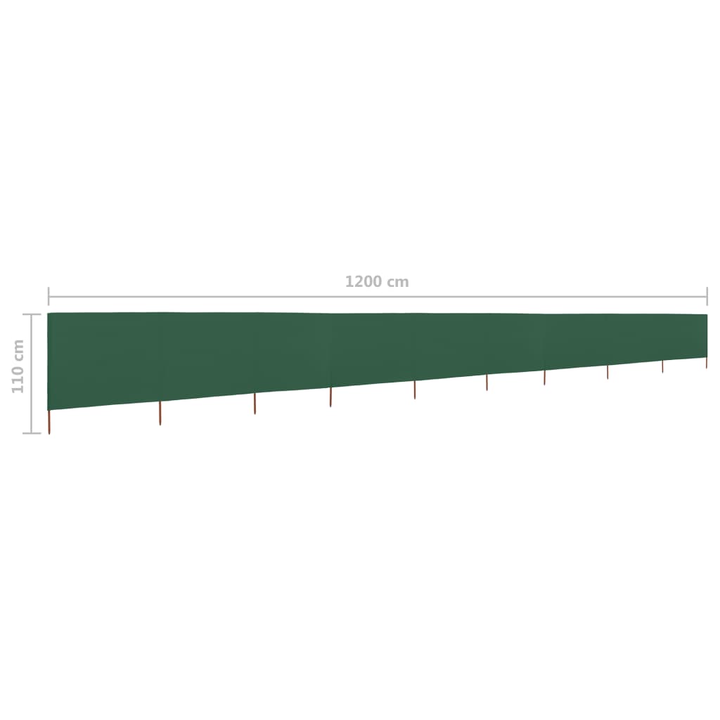 9-panel Wind Screen Fabric 1200x80 cm Green