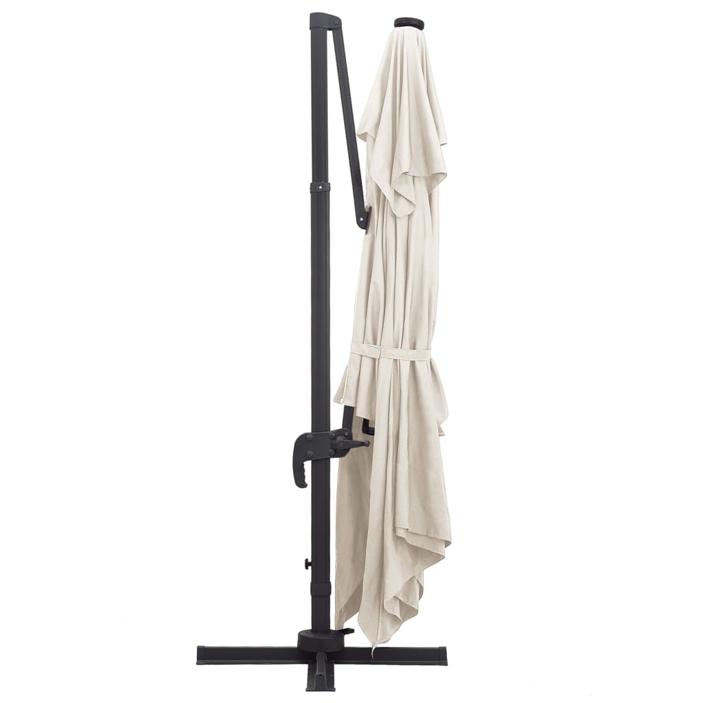 Cantilever Garden Parasol with LED Lights and Aluminium Pole 400x300 cm Sand
