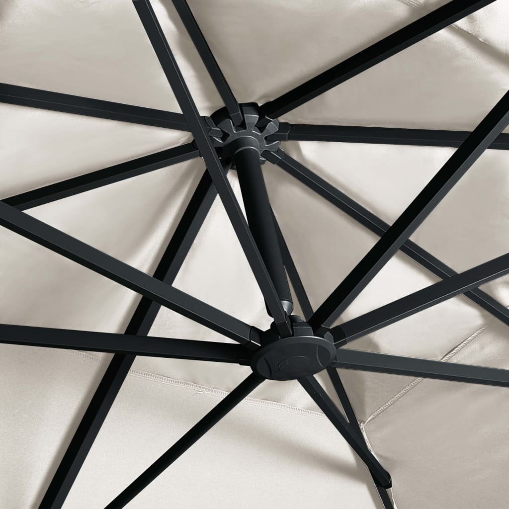 Cantilever Garden Parasol with LED Lights and Aluminium Pole 400x300 cm Sand
