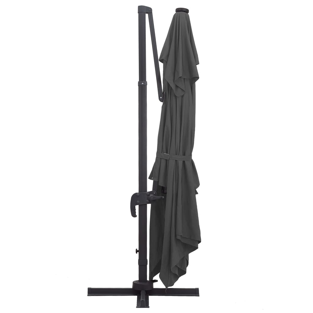 Cantilever Garden Parasol with LED Lights and Aluminium Pole 400x300 cm Anthracite
