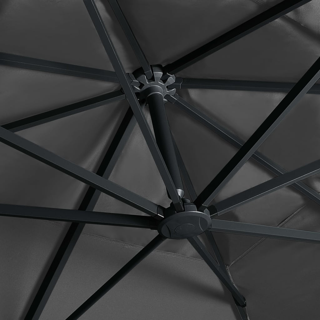 Cantilever Garden Parasol with LED Lights and Aluminium Pole 400x300 cm Anthracite
