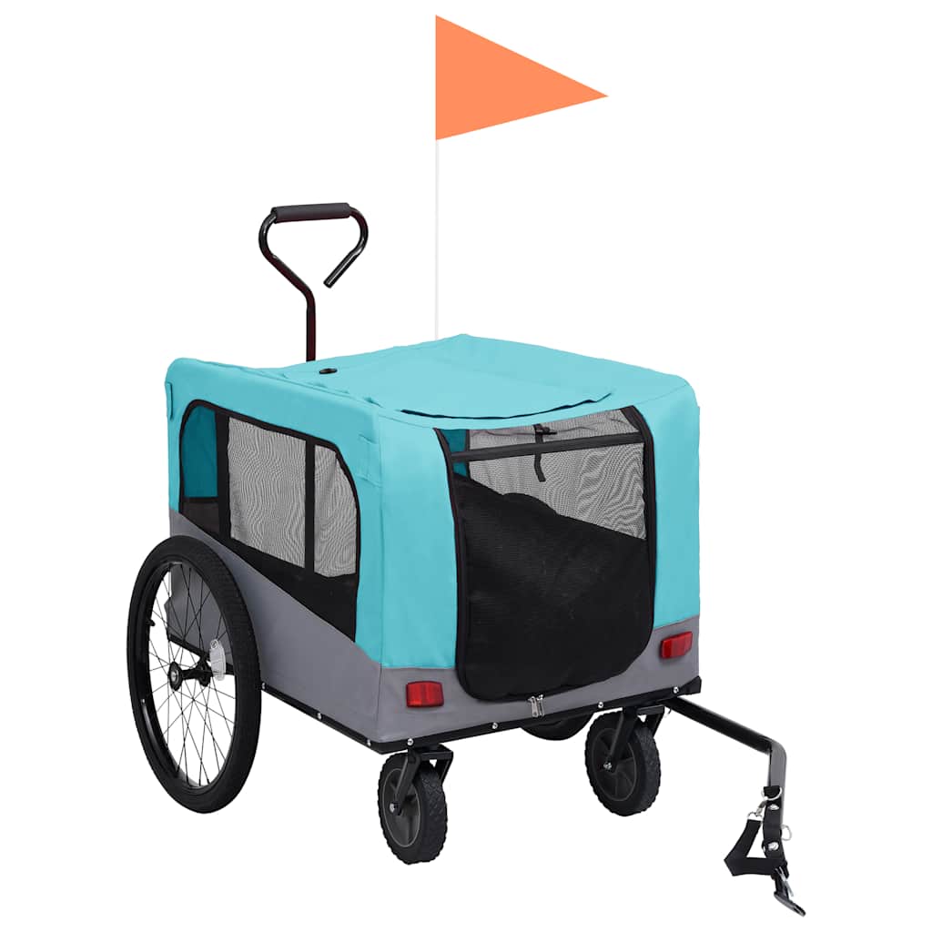 2-in-1 Pet Bike Trailer & Jogging Stroller Blue and Grey