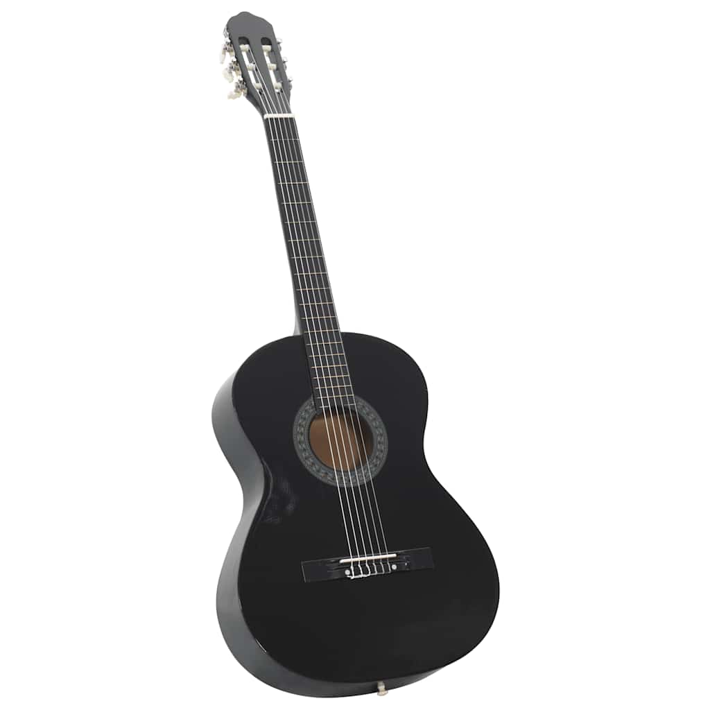 12 Piece Classical Guitar Beginner Set Black 4/4 39"