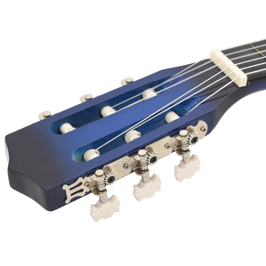 8 Piece Classical Guitar Beginner Set Blue 3/4 36"