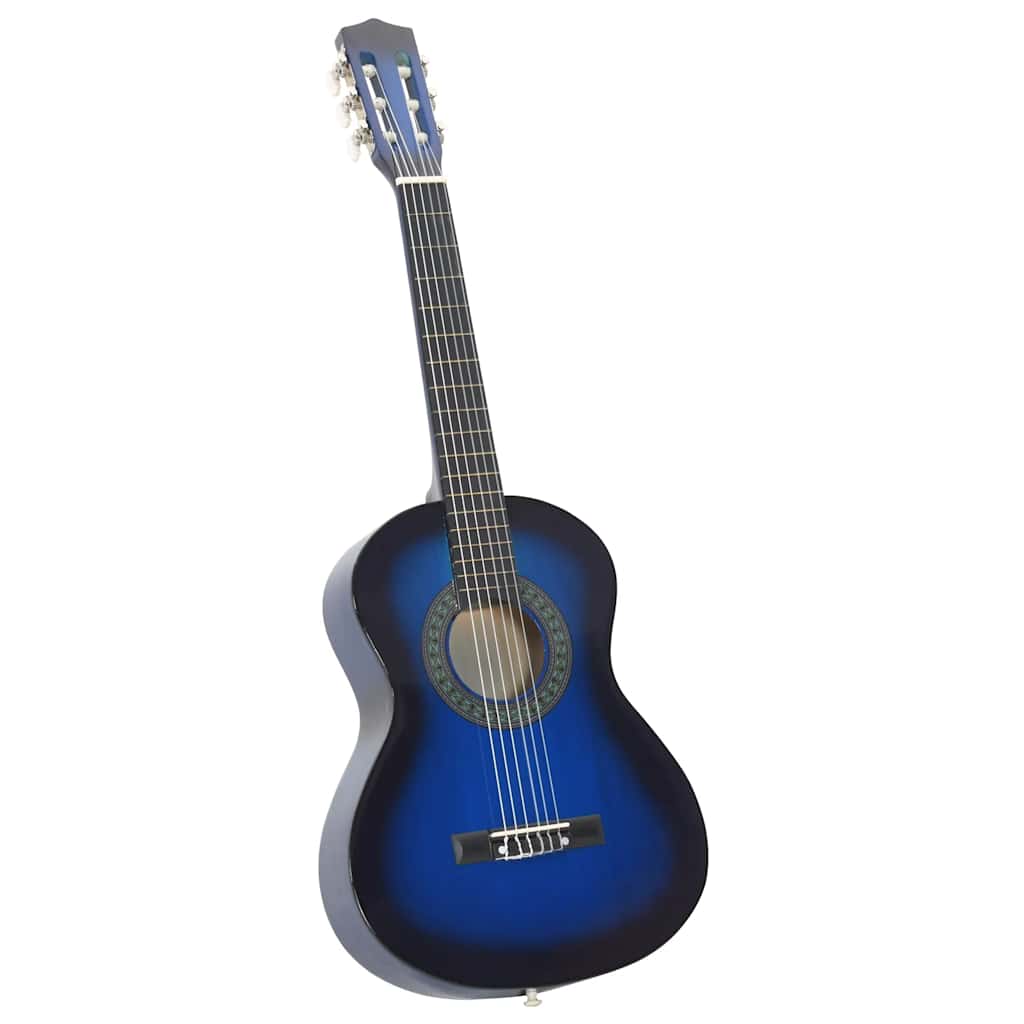 8 Piece Classical Guitar Beginner Set Blue 1/2 34"