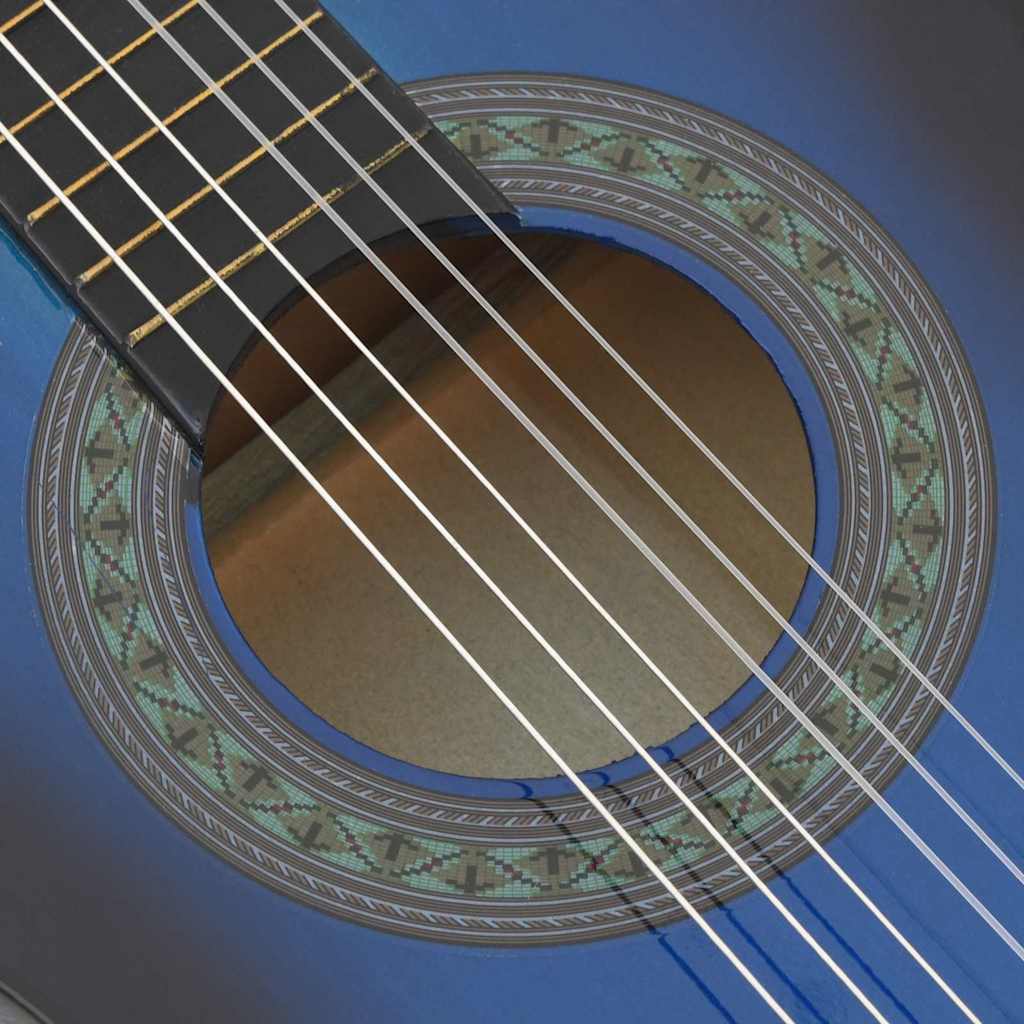 8 Piece Classical Guitar Beginner Set Blue 1/2 34"