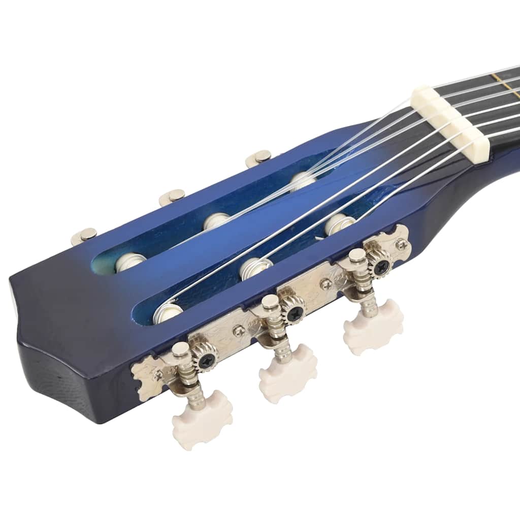 8 Piece Classical Guitar Beginner Set Blue 1/2 34"