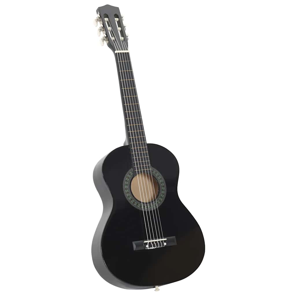 8 Piece Classical Guitar Beginner Set Black 1/2 34"