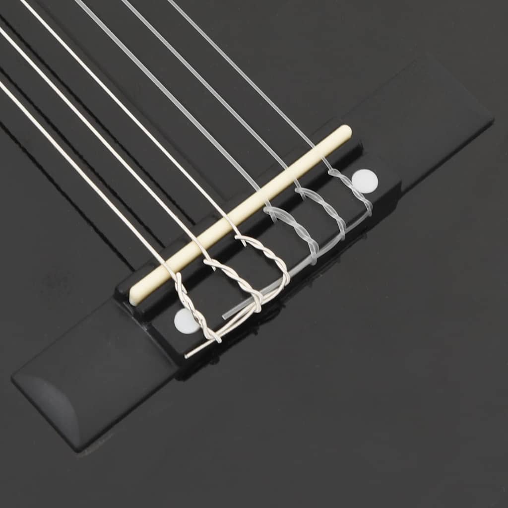 8 Piece Classical Guitar Beginner Set Black 1/2 34"