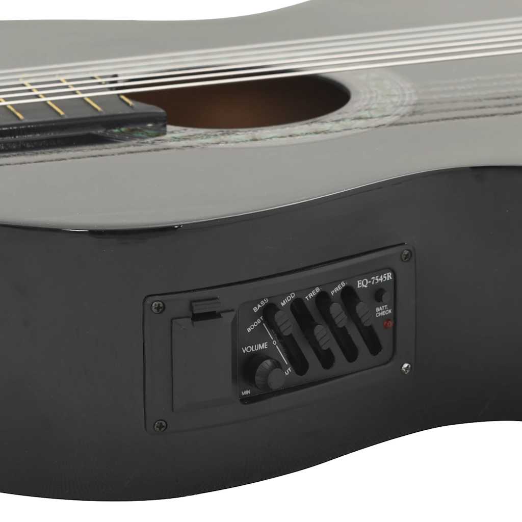 12 Piece Western Guitar Set with Equalizer and 6 Strings Black