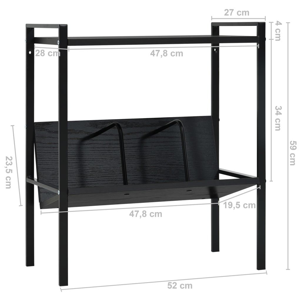2-Layer Book Shelf Black 52x28x59 cm Engineered Wood