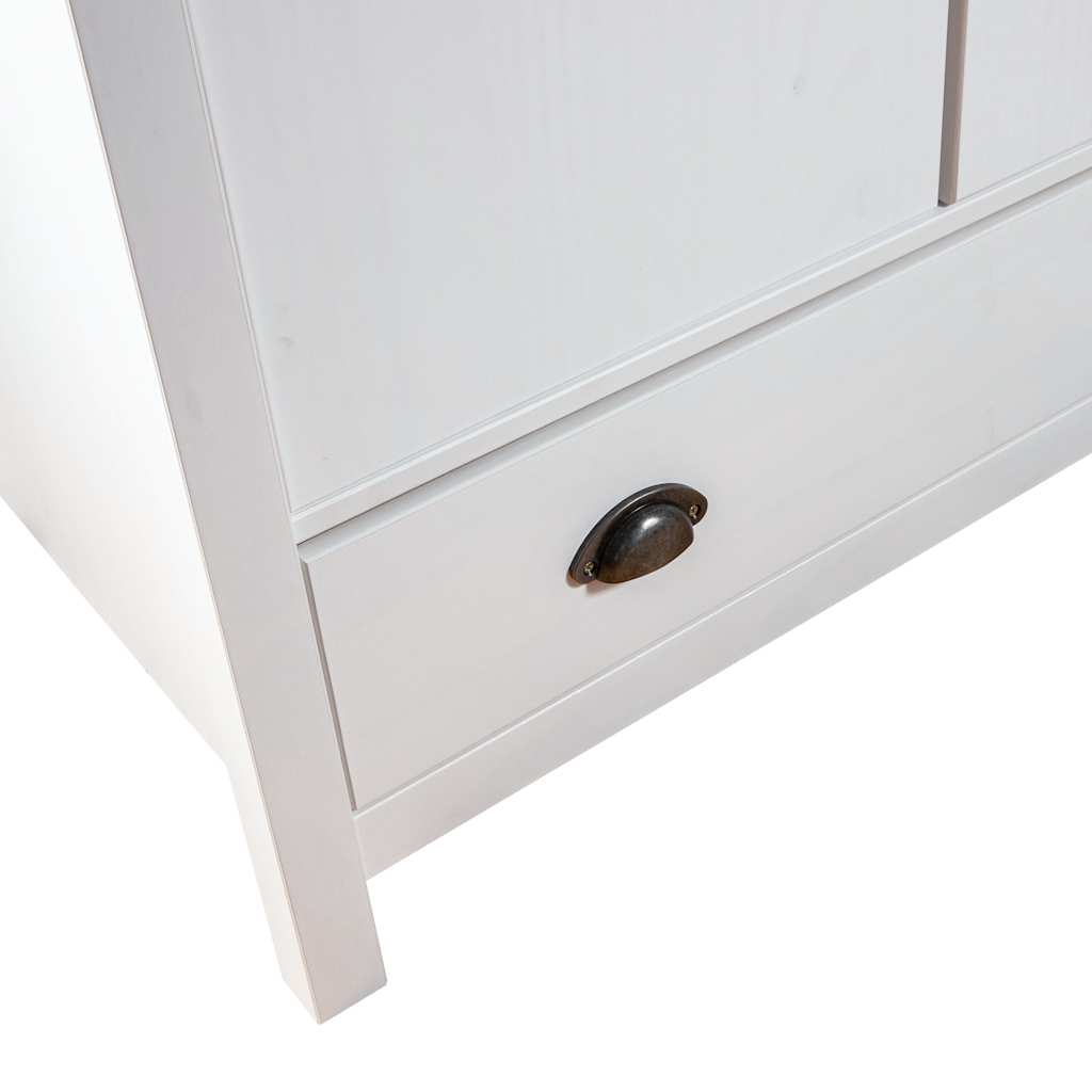 2-Door Wardrobe Hill White 89x50x170 cm Solid Pine Wood