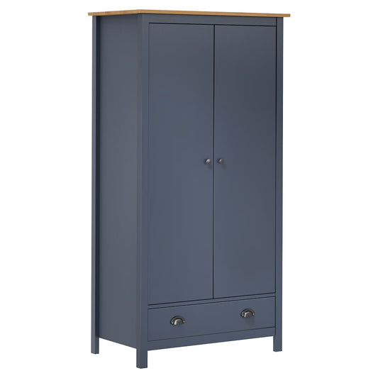 2-Door Wardrobe Hill Grey 89x50x170 cm Solid Pine Wood