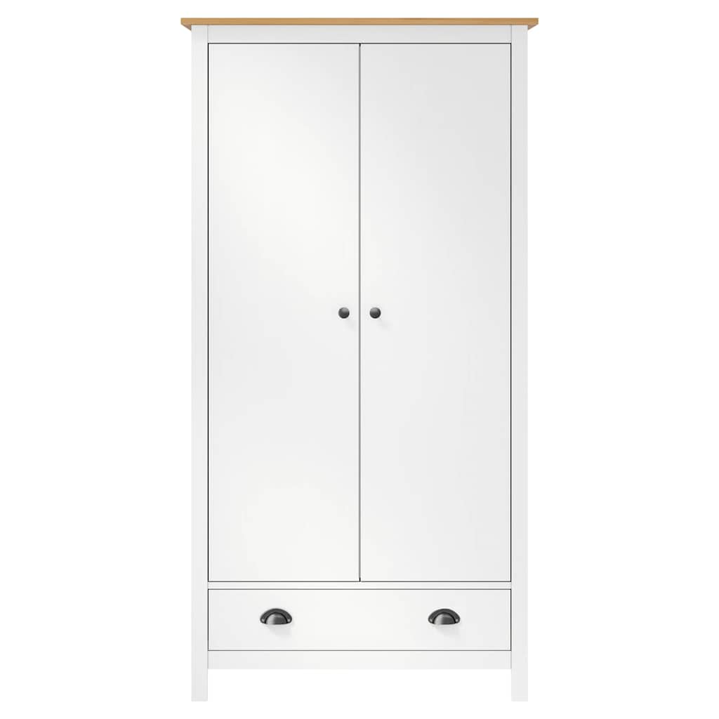 2-Door Wardrobe Hill White 89x50x170 cm Solid Pine Wood