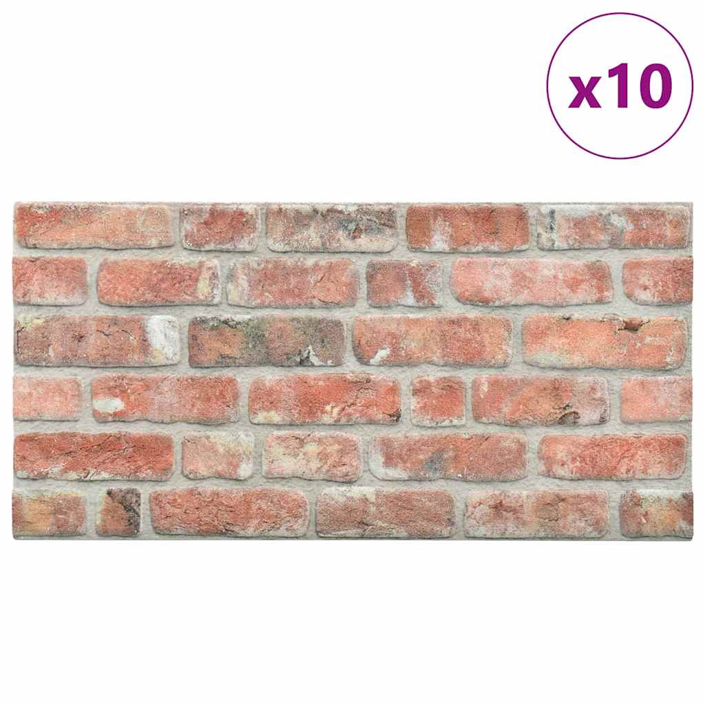 3D Wall Panels with Red Brick Design 10 pcs EPS