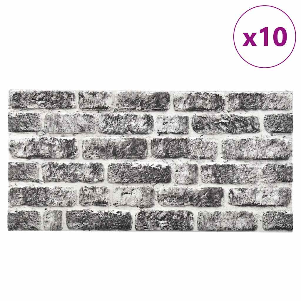 3D Wall Panels with Dark Grey Brick Design 10 pcs EPS
