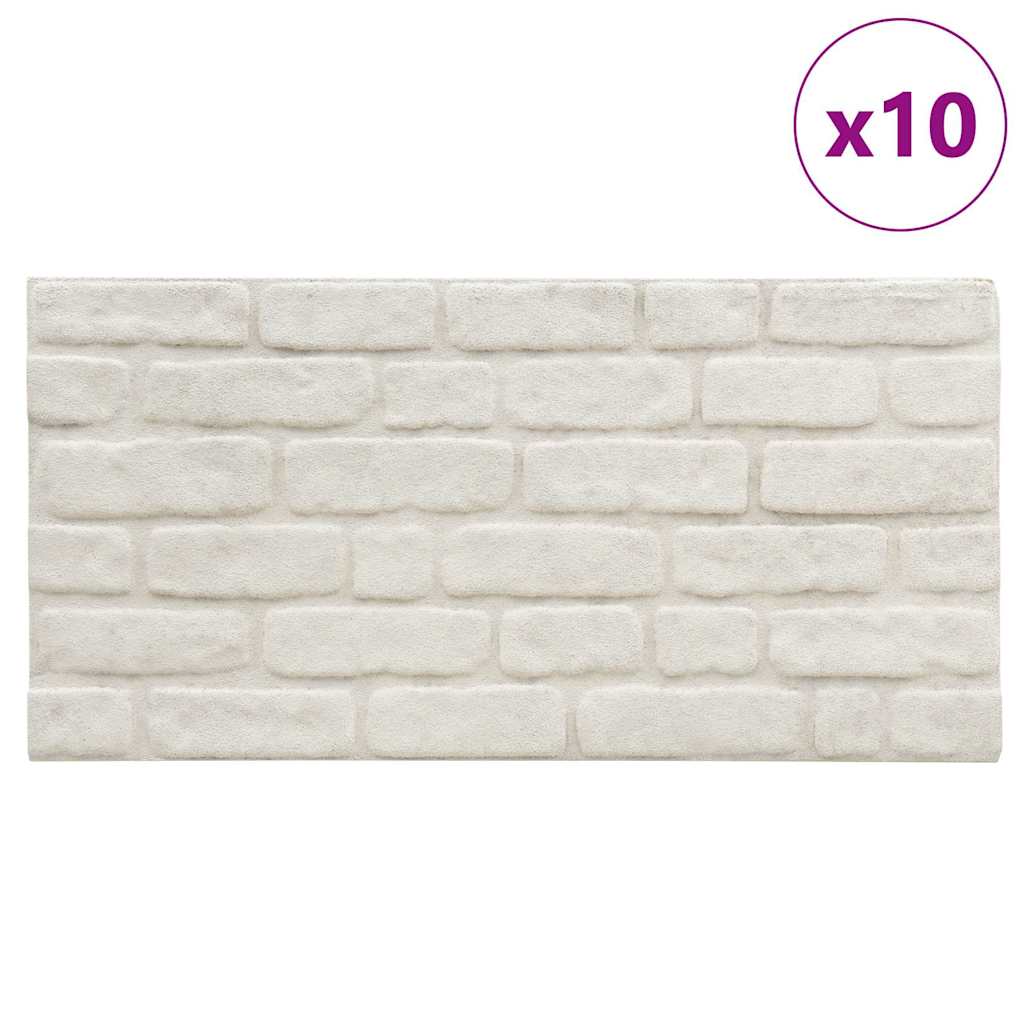 3D Wall Panels with White Brick Design 10 pcs EPS