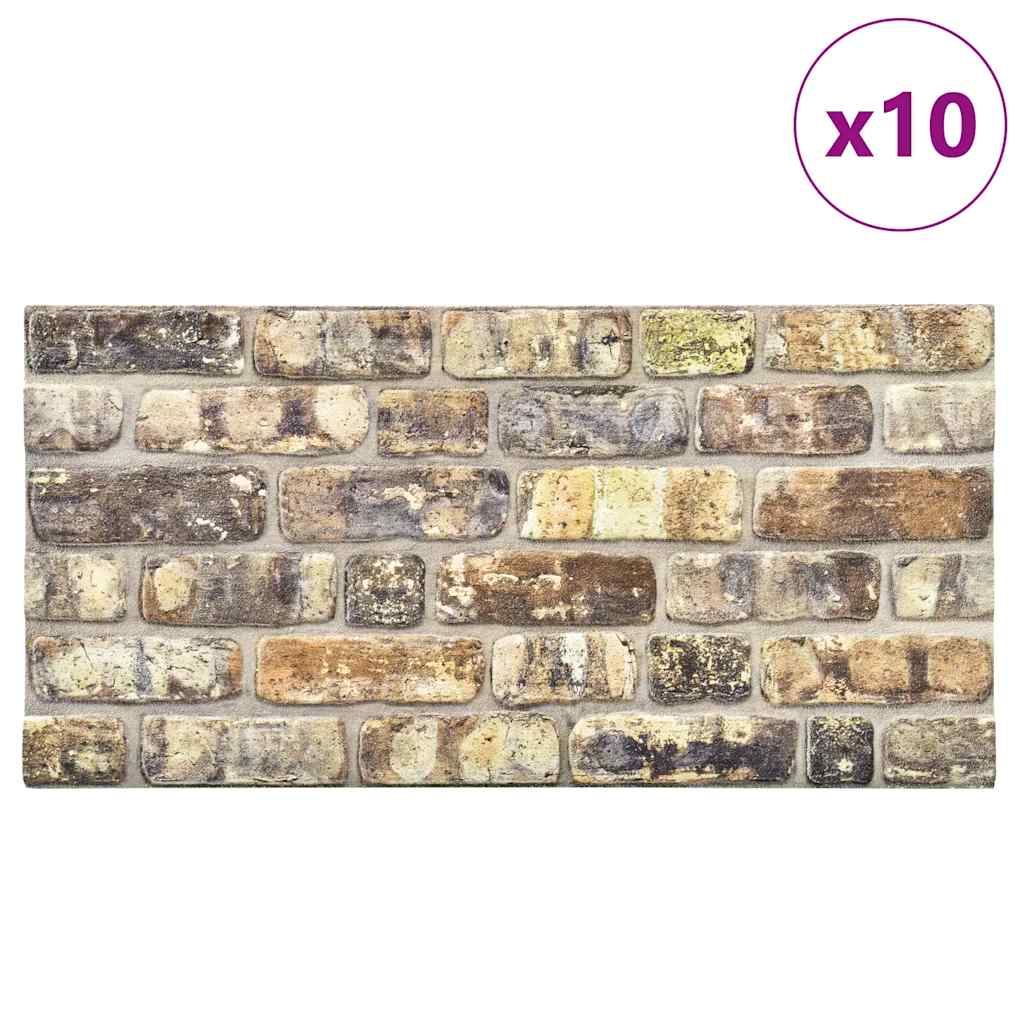 3D Wall Panels with Multicolour Brick Design 10 pcs EPS