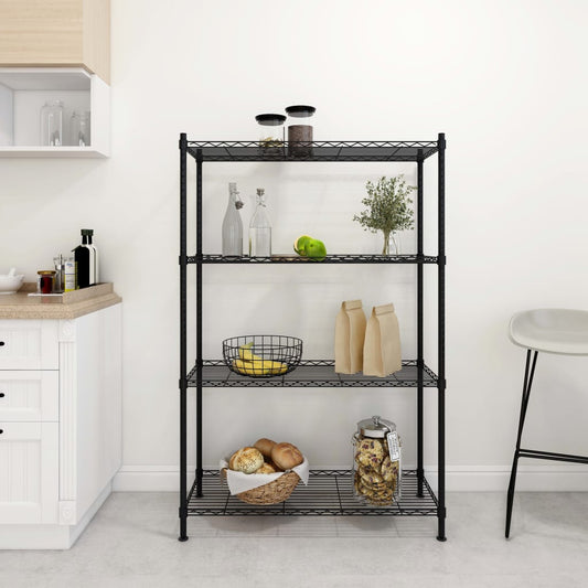 4-Tier Storage Shelf 90x35x137 cm Black 200 kg