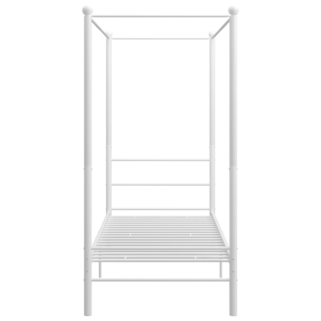Canopy Bed Frame without Mattress White Metal 90x200 cm