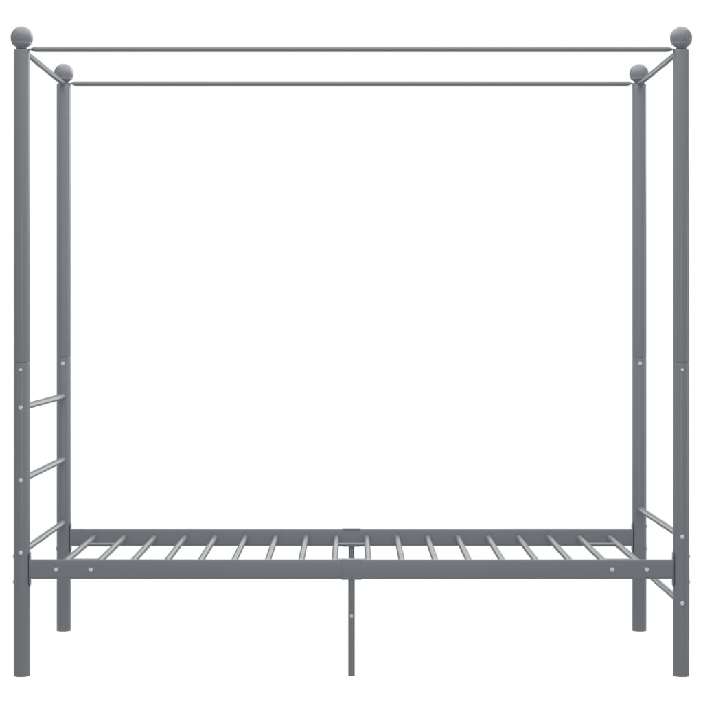 Canopy Bed Frame without Mattress Grey Metal 90x200 cm