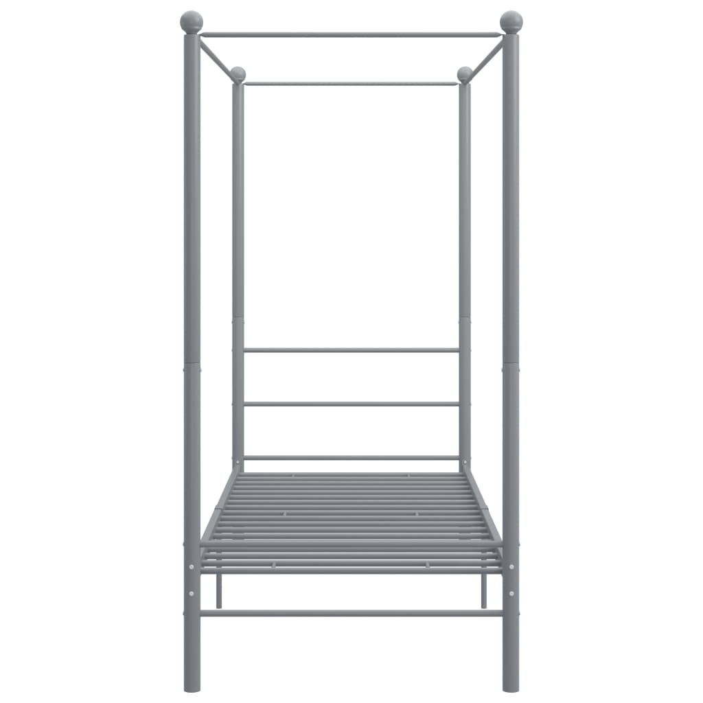 Canopy Bed Frame without Mattress Grey Metal 90x200 cm