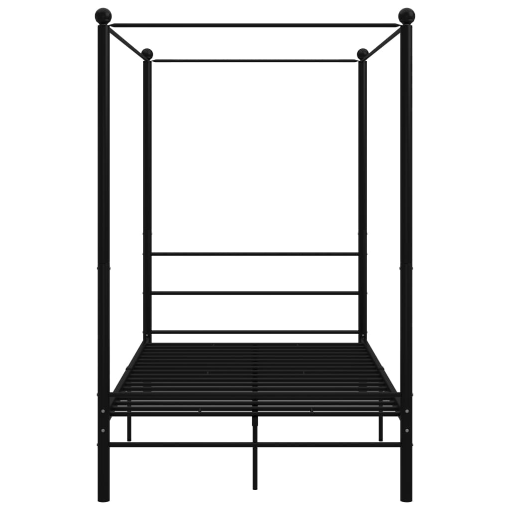 Canopy Bed Frame without Mattress Black Metal 120x200 cm