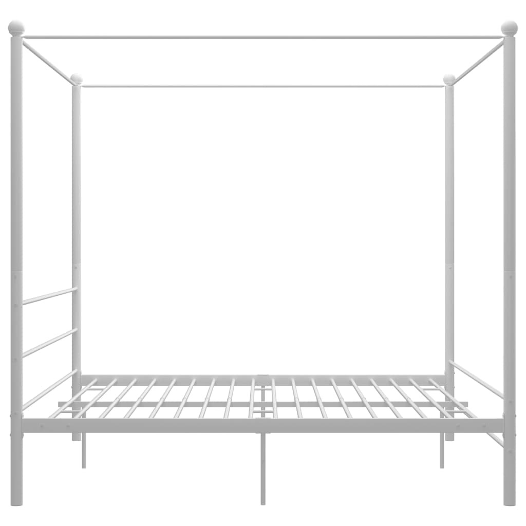 Canopy Bed Frame without Mattress White Metal 200x200 cm
