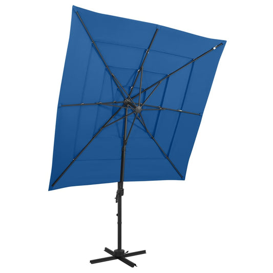 4-Tier Garden Parasol with Aluminium Pole Azure Blue 250x250 cm
