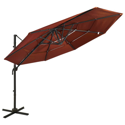 4-Tier Garden Parasol with Aluminium Pole Terracotta 3x3 m