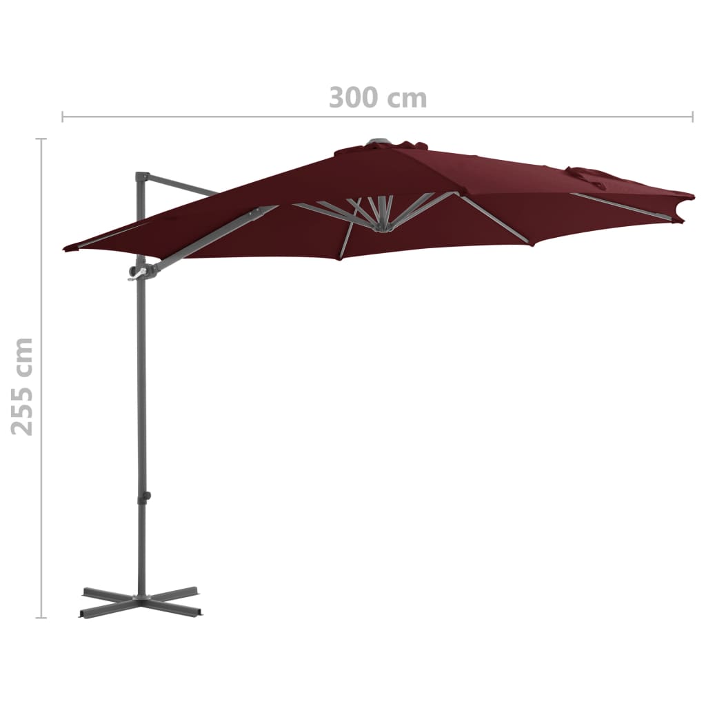 Cantilever Garden Parasol with Steel Pole Bordeaux Red 300 cm