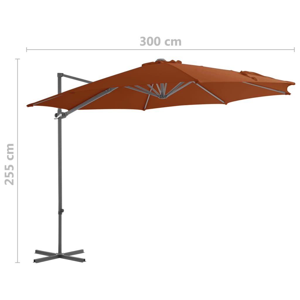 Cantilever Garden Parasol with Steel Pole Terracotta 300 cm