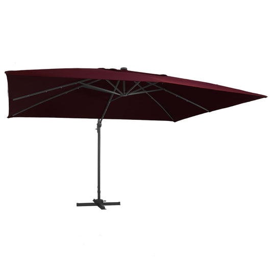 Cantilever Garden Parasol with LED Lights Bordeaux Red 400x300 cm
