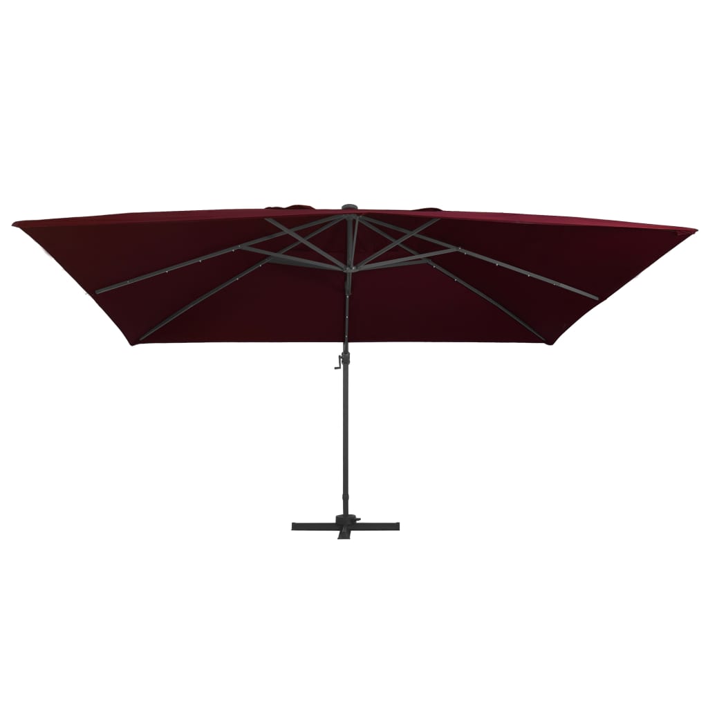 Cantilever Garden Parasol with LED Lights Bordeaux Red 400x300 cm