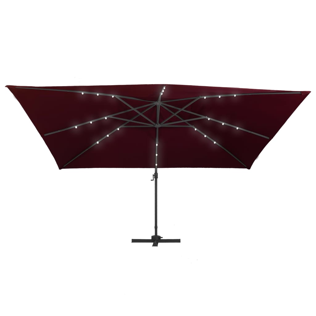 Cantilever Garden Parasol with LED Lights Bordeaux Red 400x300 cm