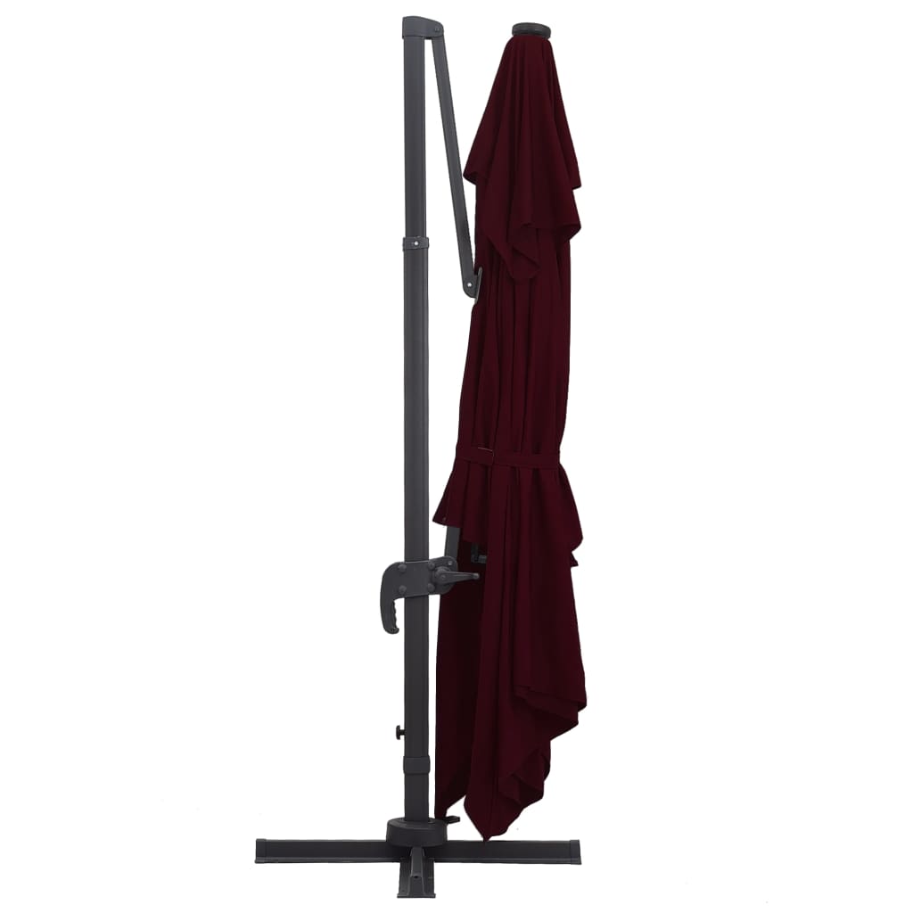 Cantilever Garden Parasol with LED Lights Bordeaux Red 400x300 cm