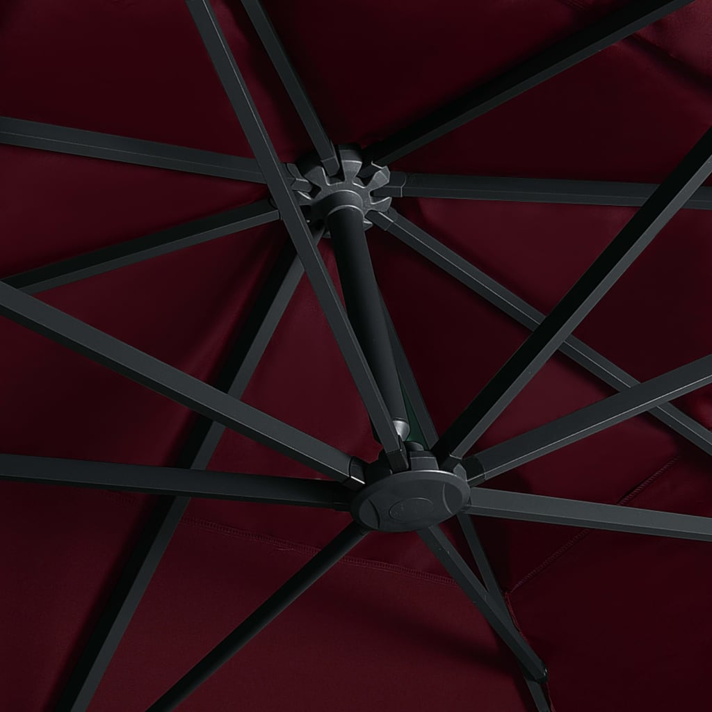 Cantilever Garden Parasol with LED Lights Bordeaux Red 400x300 cm