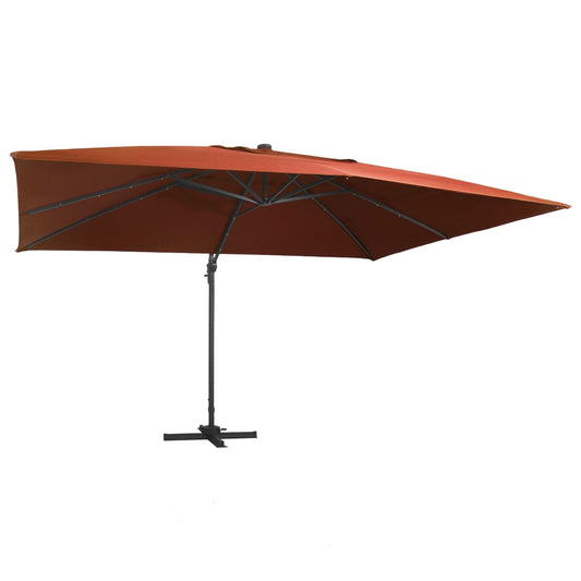 Cantilever Garden Parasol with LED Lights Terracotta 400x300 cm