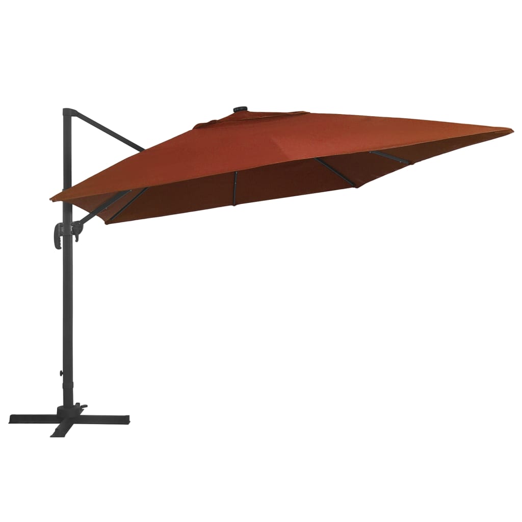 Cantilever Garden Parasol with LED Lights Terracotta 400x300 cm