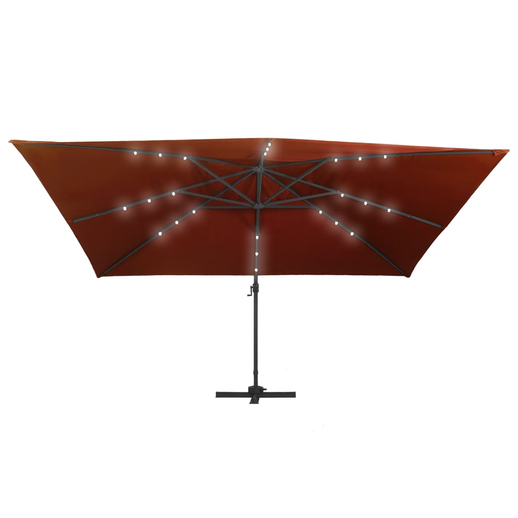 Cantilever Garden Parasol with LED Lights Terracotta 400x300 cm
