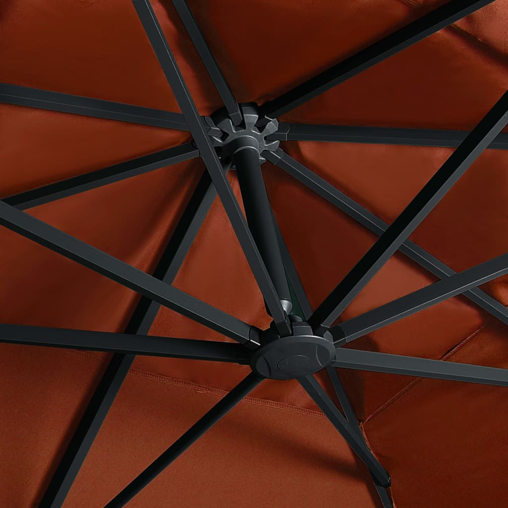 Cantilever Garden Parasol with LED Lights Terracotta 400x300 cm