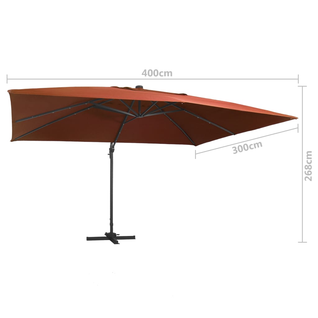 Cantilever Garden Parasol with LED Lights Terracotta 400x300 cm