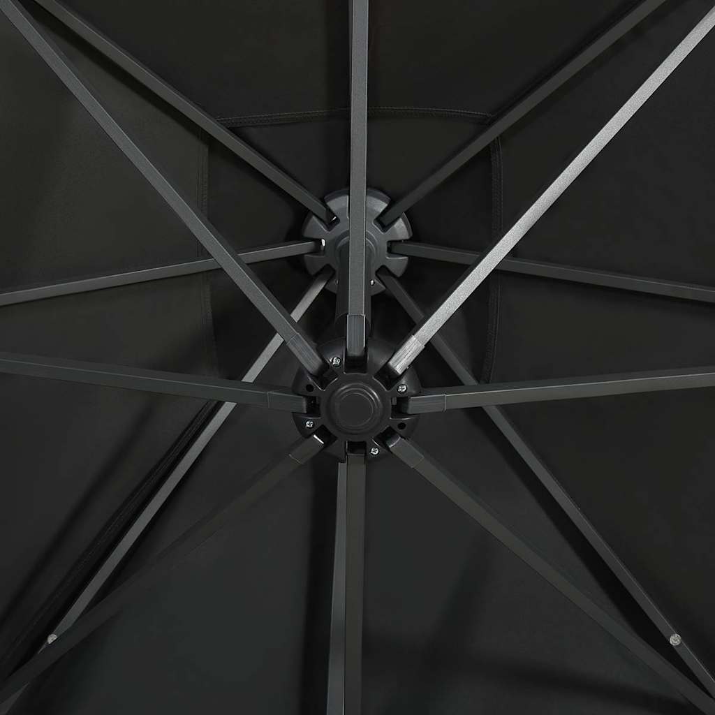 Cantilever Garden Parasol with Pole and LED Lights Black 250 cm