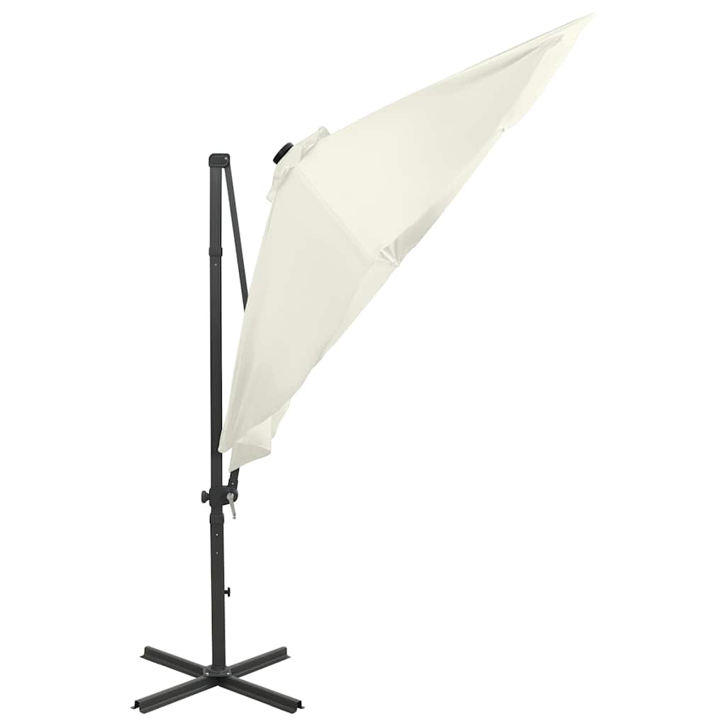 Cantilever Garden Parasol with Pole and LED Lights Sand 300 cm